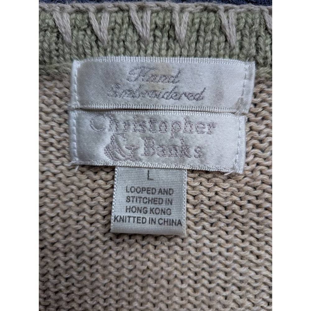 Christopher Banks Cardigan Womens L Garden Cat Hand Embroidered Y2K Vtg Spring - Picture 9 of 10